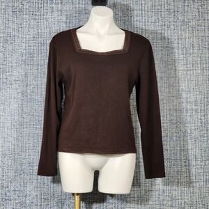 Carolyn Taylor Dark Brown Long-Sleeve Blouse